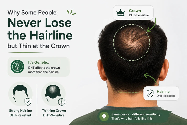 Why the Hairline Stays Intact but the Crown Thins