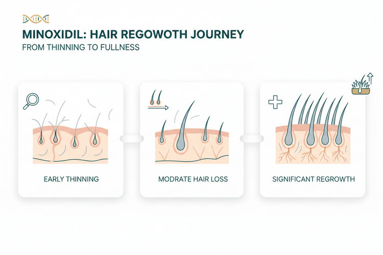 Benefits of Minoxidil across different hair loss stages