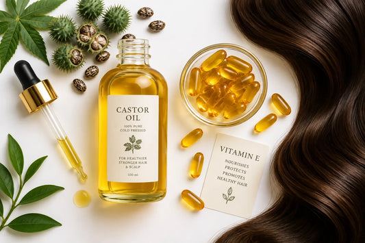 Castor Oil and Vitamin E Capsules for Hair