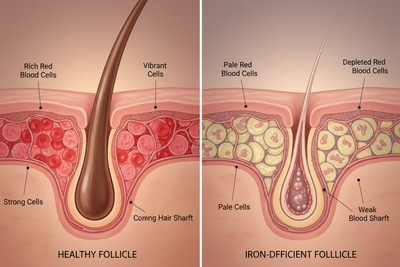 The Cellular Impact of Iron Deficiency on Hair Follicles