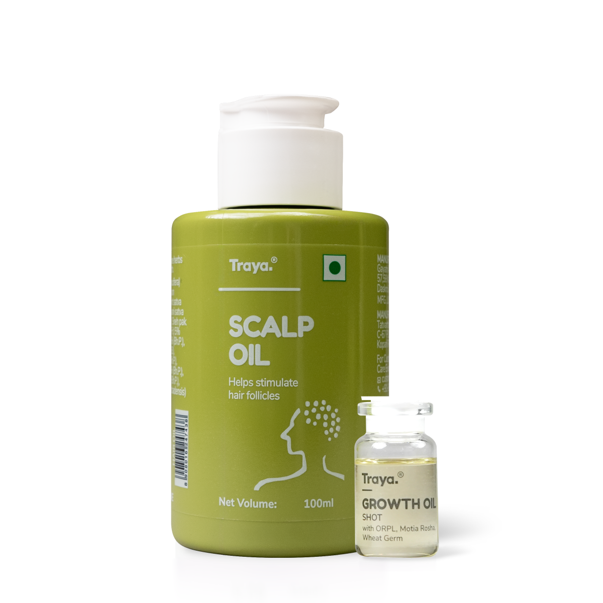 Scalp Oil 100ml with Growth Oil Shot  | Contains Ayurvedic Ingredients with ORPL, Wheat Germ, Motia Rosha